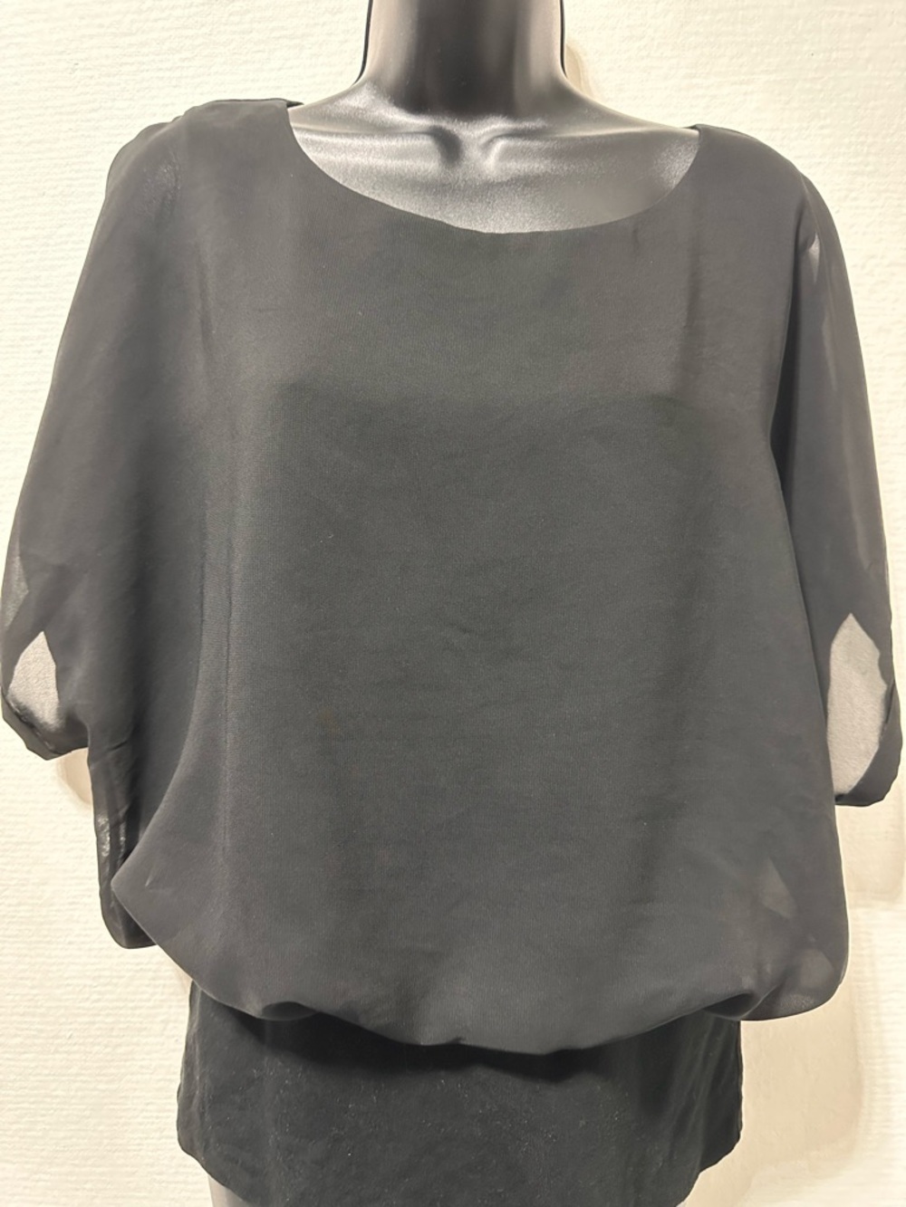 The Limited Black Sheer Blouson Top